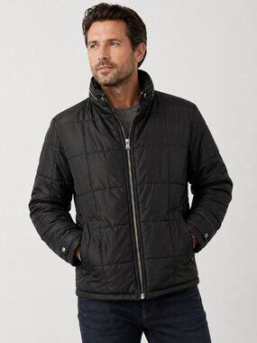 Banana Republic Black Puffer Jacket Men’s Large Tall Quilted Zip Coat